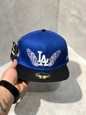 کلاه کپ برند New Era فیت بک سایز 3/8 7 طرح LA آنجل آبی